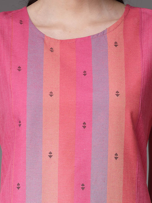 Pink Straight Kurta Pant Set