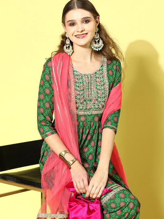 Stylum Women's Printed & Embroidered Polyestor kurta sharara dupatta set (KSDMALTI)