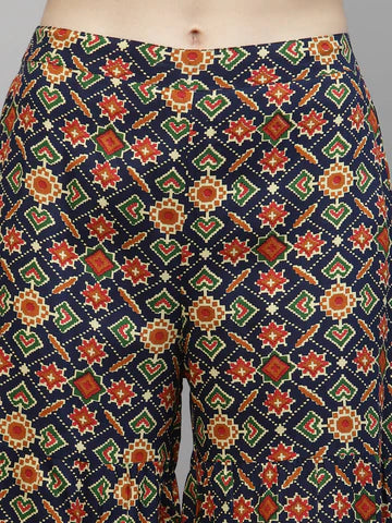 Stylum Women's Printed Rayon Kurta Sharara Dupatta Set (KSDNAVYBIBA)