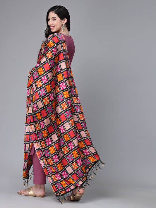 Stylum Women's Solid Cotton Blend Straight Kurta Pant Dupatta Set (MAUVEBETTY)