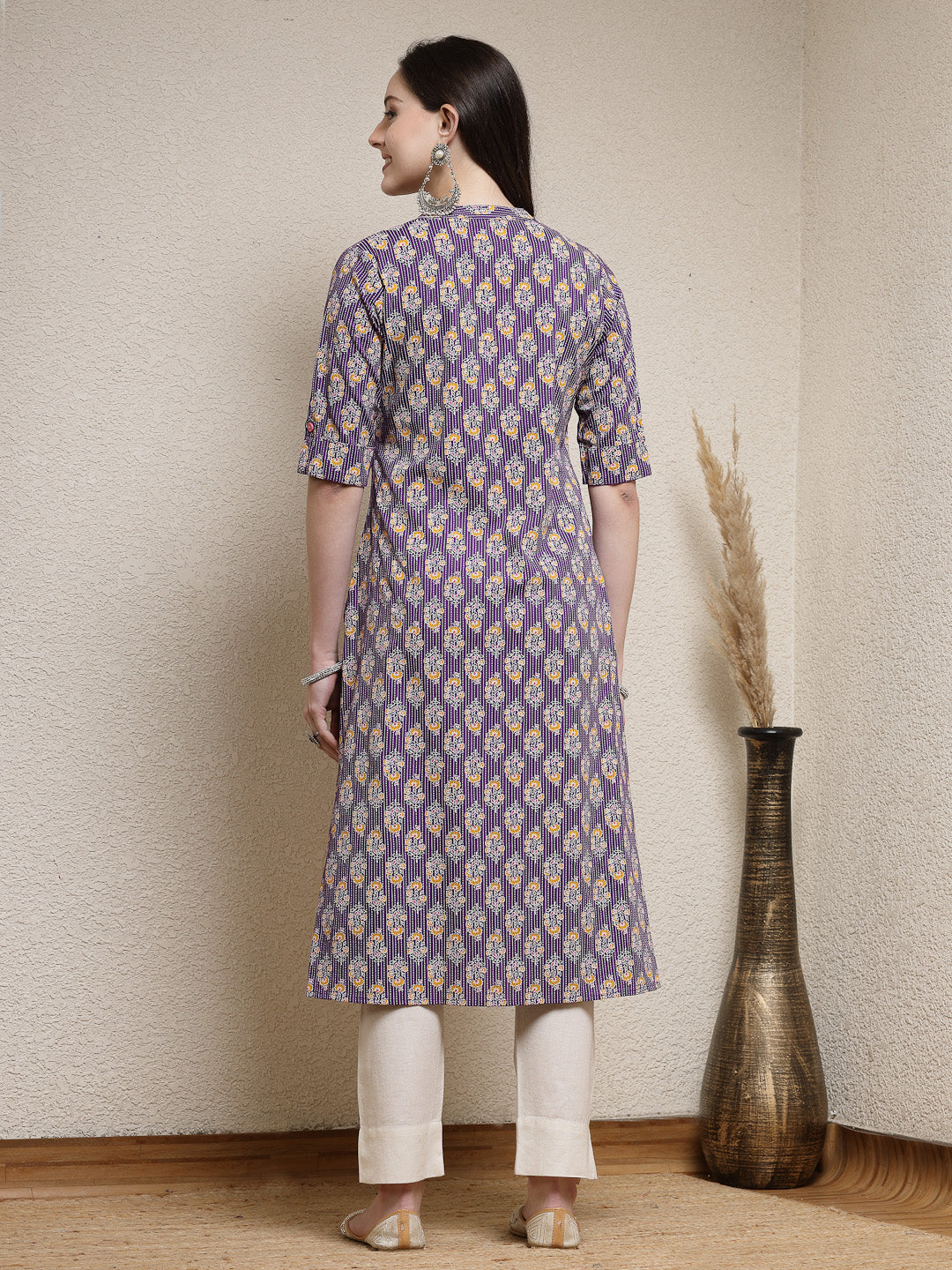 Stylum Women's Floral Printed Rayon A-Line Kurta (MERCURY)