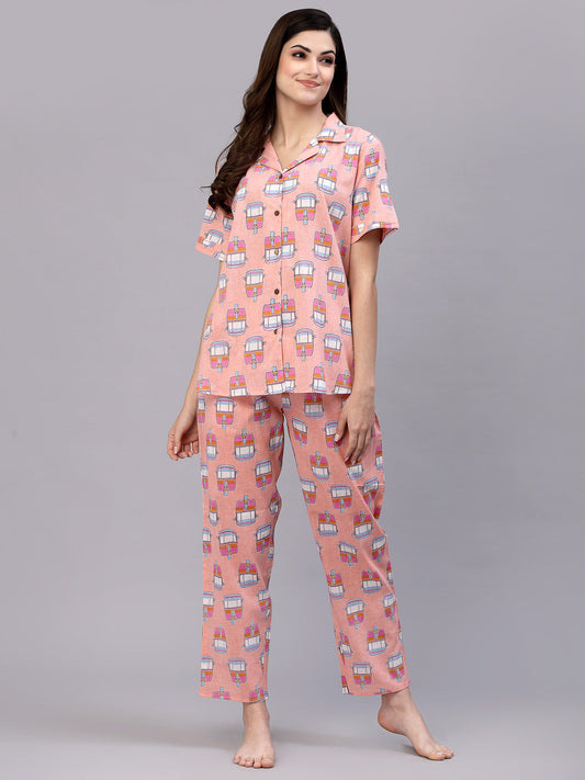 Stylum Women's Printed Cotton Night Suit (NISTAUTO)