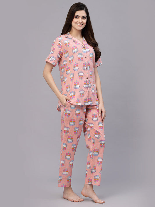 Stylum Women's Printed Cotton Night Suit (NISTAUTO)