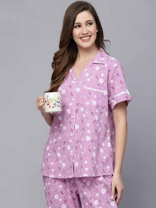 Floral Printed Rayon Night Sui