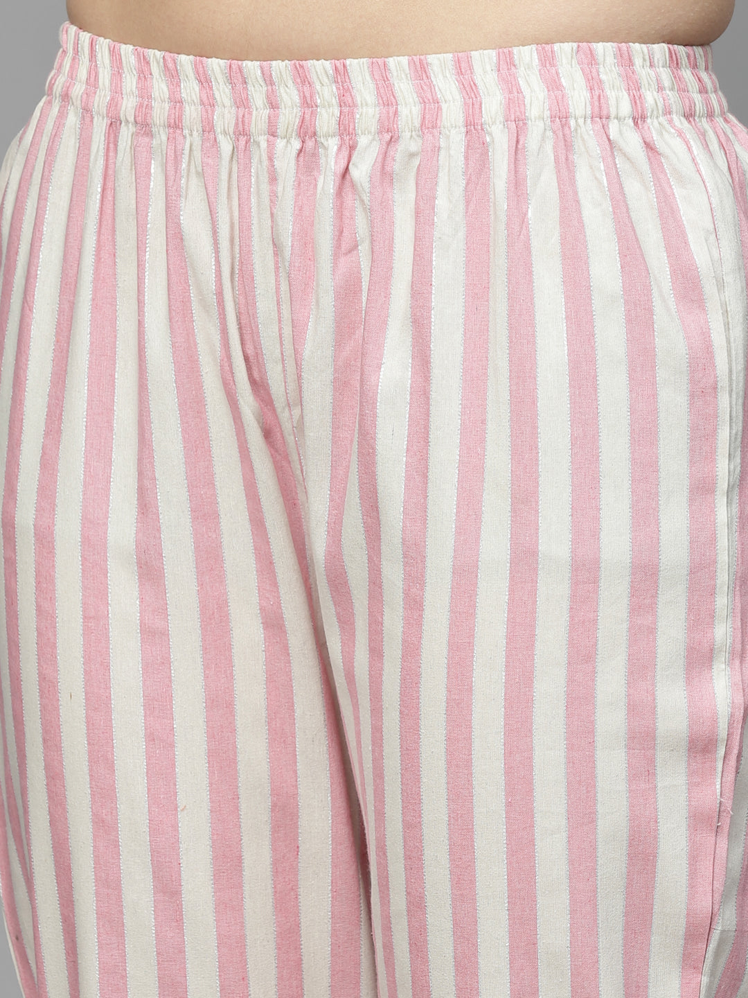 Striped Cotton Blend Night Suit