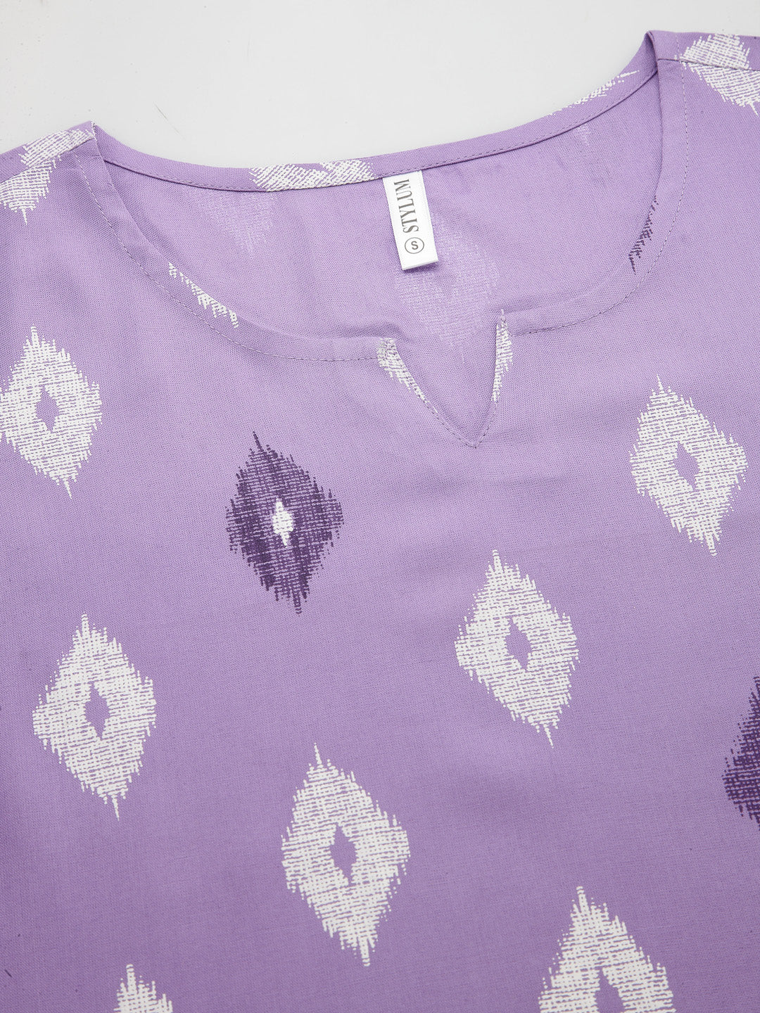 Stylum Women's Ikat Print Rayon Night Suit Set (NIST004PURPLE)