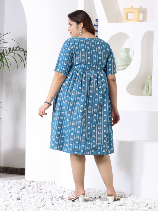 Plus Size Women's Self Design Cotton Blend Maxi Dress (POPPYTEALPLUS)