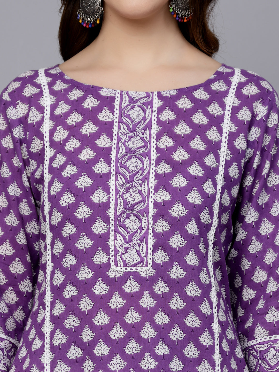 Purple Rayon Straight Kurta