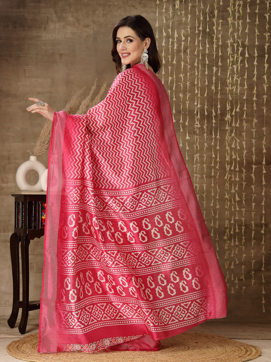 Stylum Women's Digital Print Cotton Blend Saree (Pinklawa)