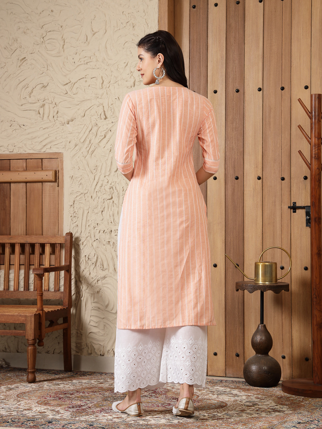 Stylum Women's Woven Design Cotton Blend Straight Kurta (SONIKA)