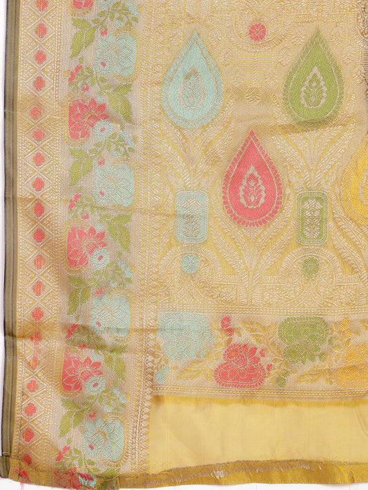 Stylum Women's Mustard Ethnic Motifs Zari Border Organza Saree (SRMAHIKAMUSTARD)