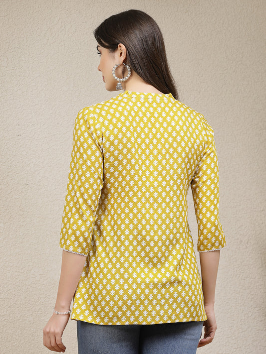 Women's Ethnic Motif Printed Rayon Empire Top (TOPCORNKAJOL)