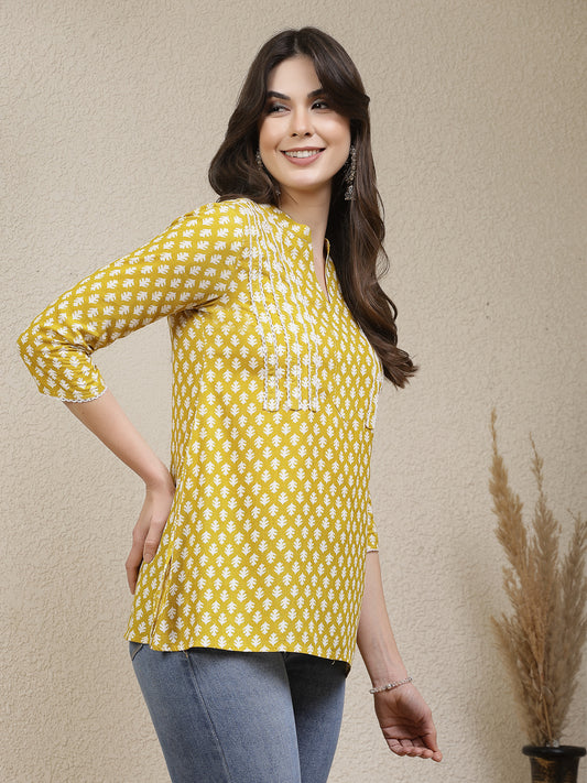 Women's Ethnic Motif Printed Rayon Empire Top (TOPCORNKAJOL)