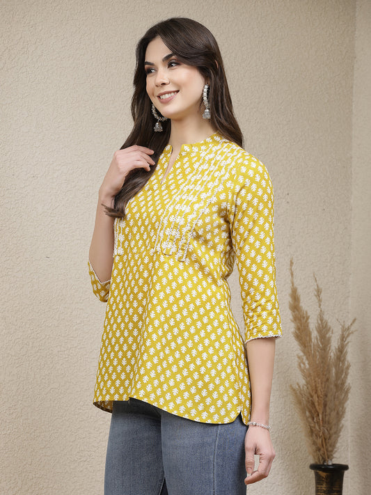 Women's Ethnic Motif Printed Rayon Empire Top (TOPCORNKAJOL)