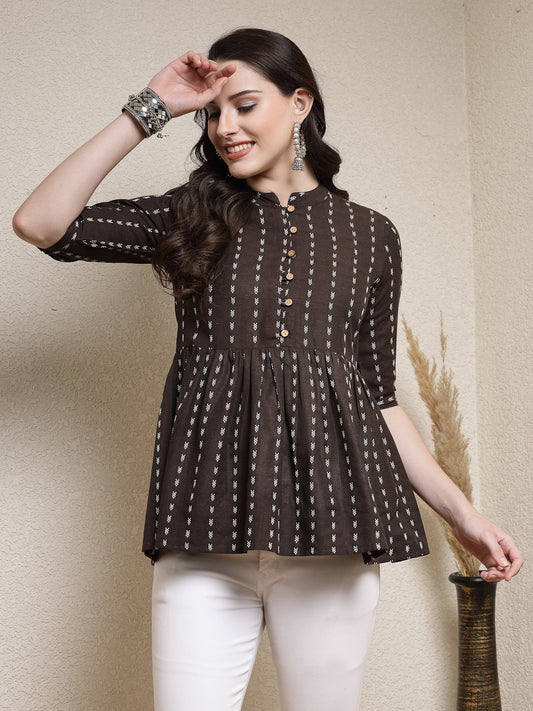 Stylum Women's Woven Design Cotton Blend Peplum Top (TOPPHILIP)