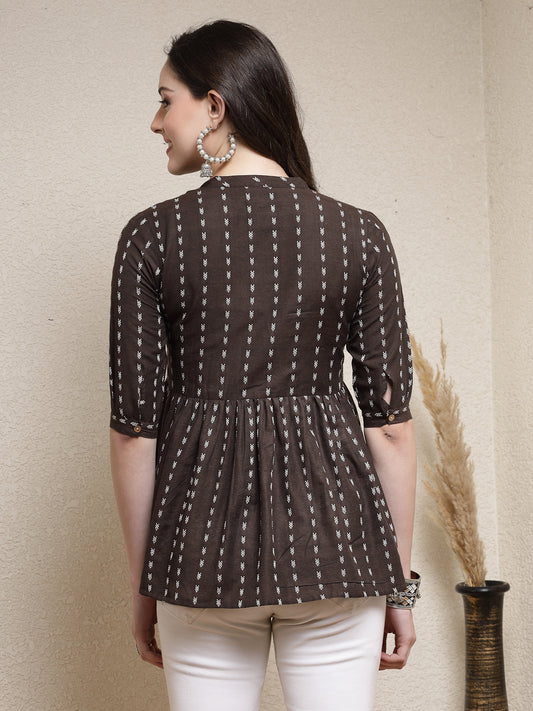 Stylum Women's Woven Design Cotton Blend Peplum Top (TOPPHILIP)