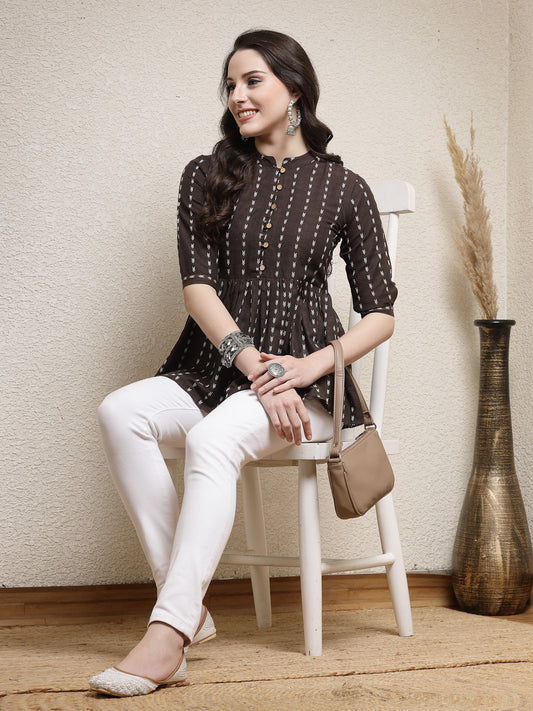 Stylum Women's Woven Design Cotton Blend Peplum Top (TOPPHILIP)