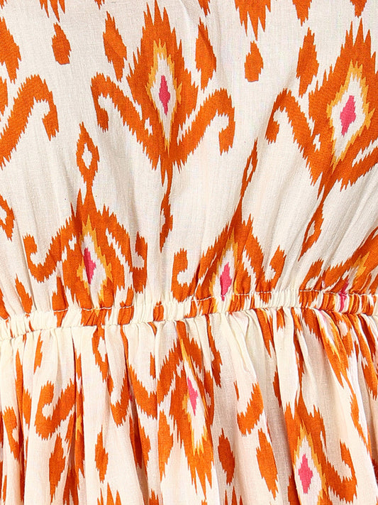 Stylum Women's Orange Printed Cotton Short Peplum Top (TOPORNGPUPA)