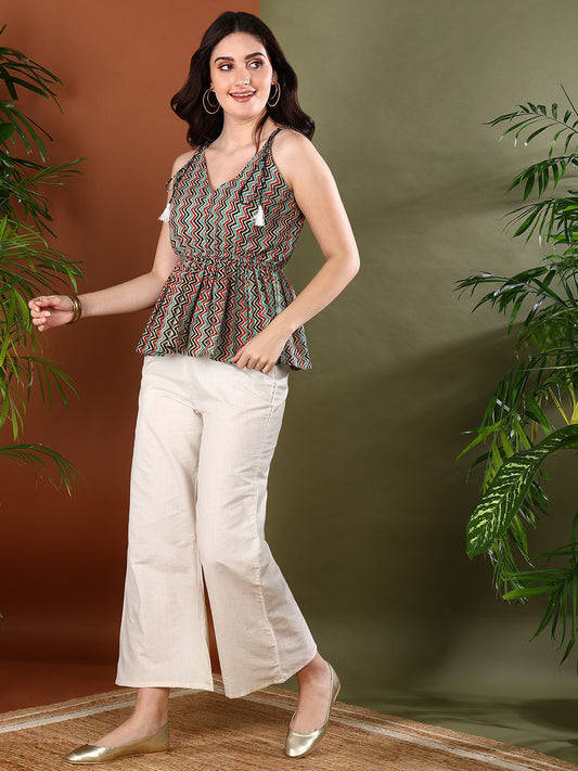 Stylum Women's Multi Printed Cotton Short Peplum Top (TOPSNAKELADDER)