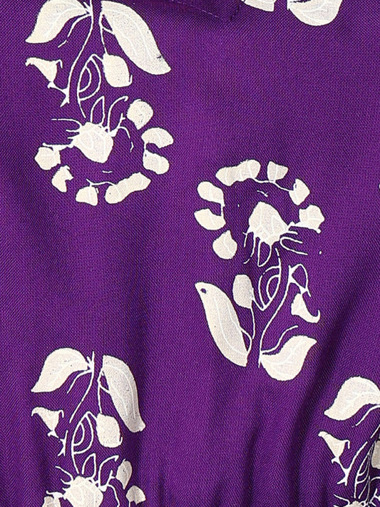 Stylum Women's Violet Floral Printed Rayon Short Peplum Top (TOPVOILRAIN)