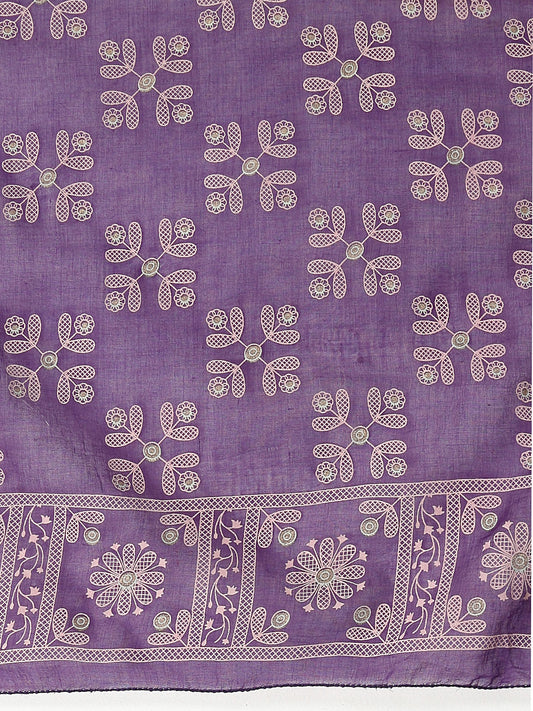 Stylum Women's Printed Rayon Anarkali kurta with Dupatta (VOILMUFTI)