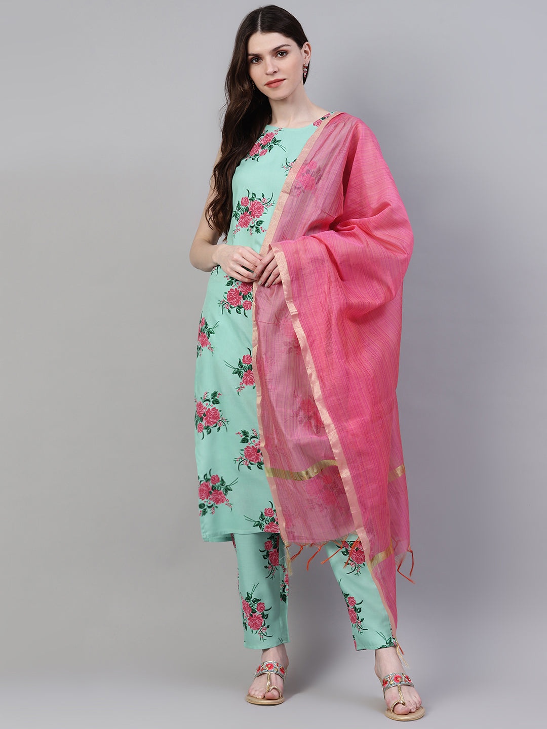 Stylum Women's Printed Rayon Straight Kurta Pant Dupatta Set (01umkpdset)