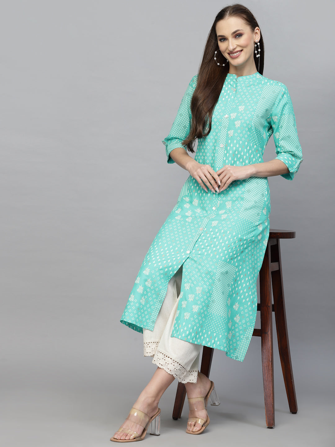 Stylum Women's Printed Rayon A-Line Kurta (CELIOTURQ)