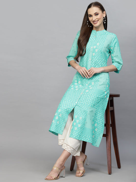 Stylum Women's Printed Rayon A-Line Kurta (CELIOTURQ)