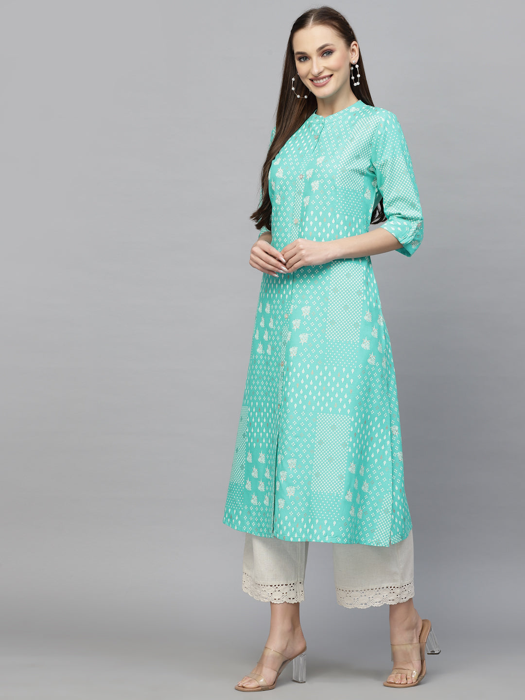 Stylum Women's Printed Rayon A-Line Kurta (CELIOTURQ)