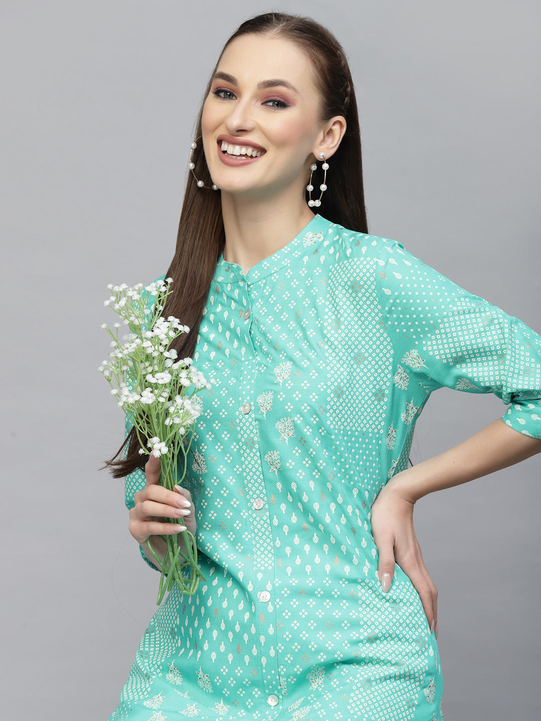 Stylum Women's Printed Rayon A-Line Kurta (CELIOTURQ)