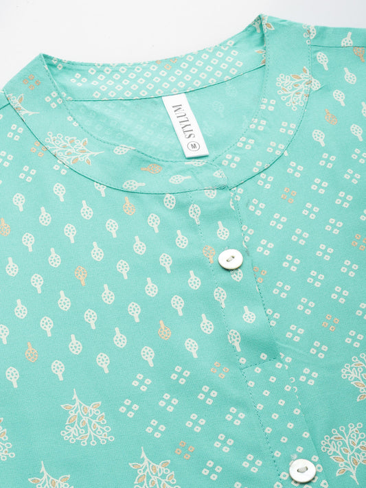 Stylum Women's Printed Rayon A-Line Kurta (CELIOTURQ)