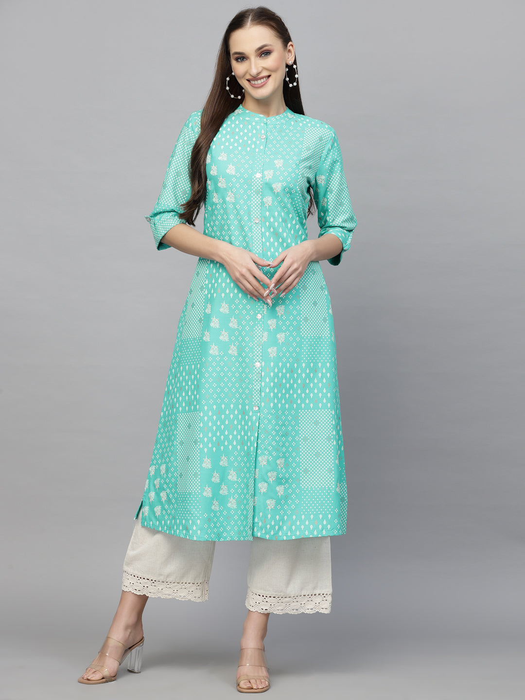 Stylum Women's Printed Rayon A-Line Kurta (CELIOTURQ)