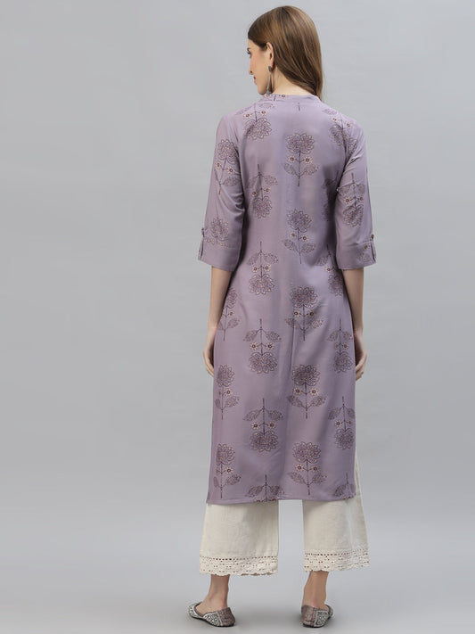 Stylum Women's Floral Printed Rayon Straight Kurta (DOLLYIRIS)
