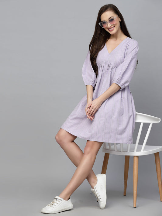 Stylum Women's Woven Design Cotton Blend Flared dress (DRSCLOVER)