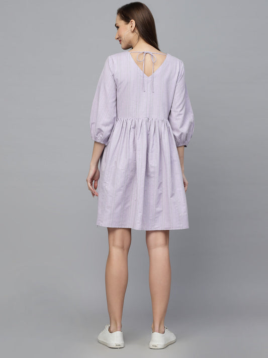 Stylum Women's Woven Design Cotton Blend Flared dress (DRSCLOVER)