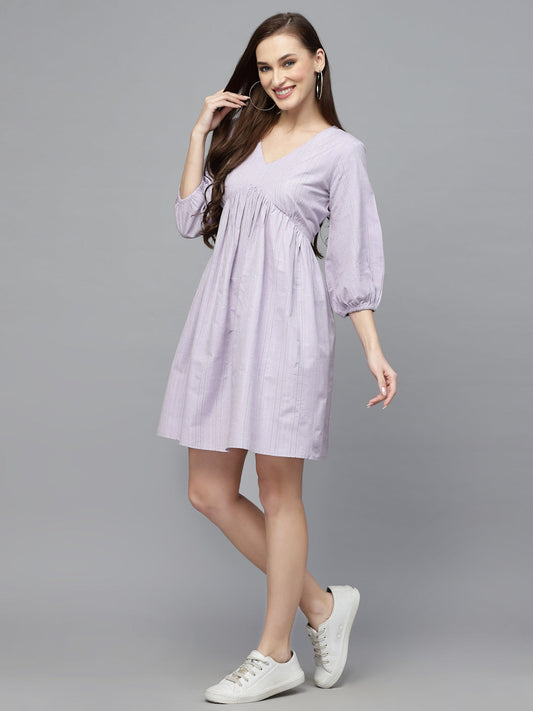 Stylum Women's Woven Design Cotton Blend Flared dress (DRSCLOVER)