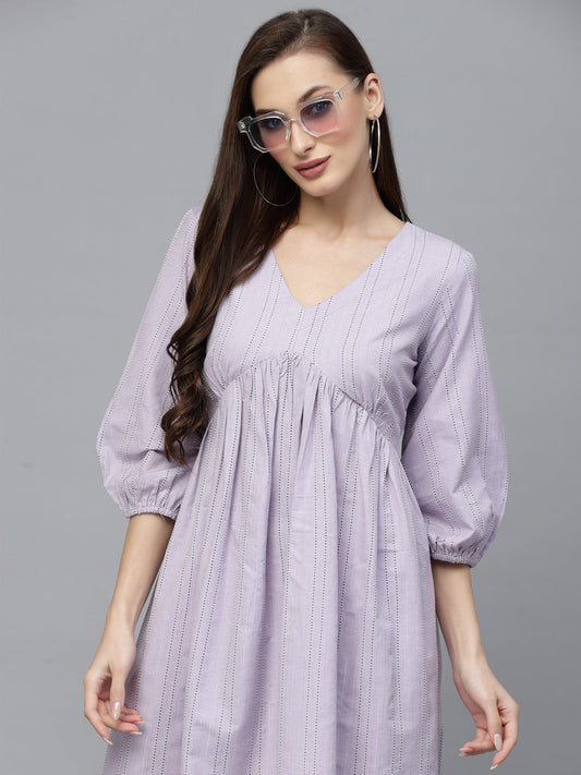 Stylum Women's Woven Design Cotton Blend Flared dress (DRSCLOVER)