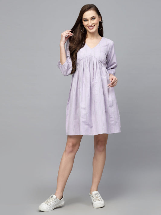 Stylum Women's Woven Design Cotton Blend Flared dress (DRSCLOVER)