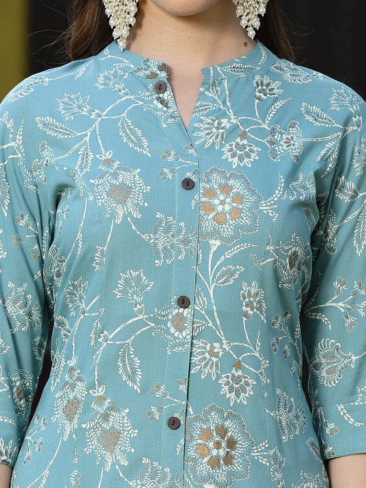 Aqua Rayon A-Line Kurta