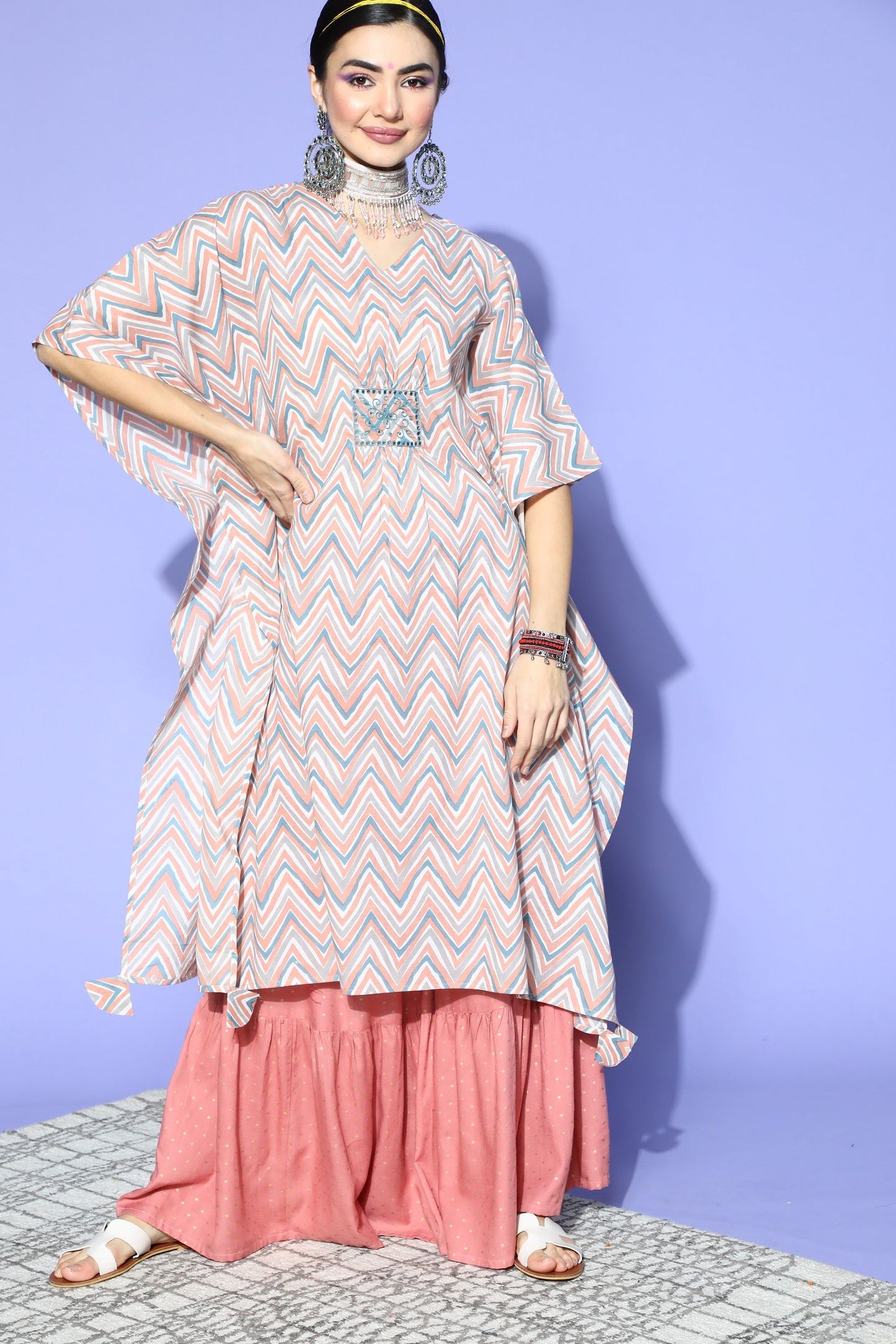 Stylum Women's Stripes Printed Cotton Kaftan Kurta (KAFT4TIPSY)