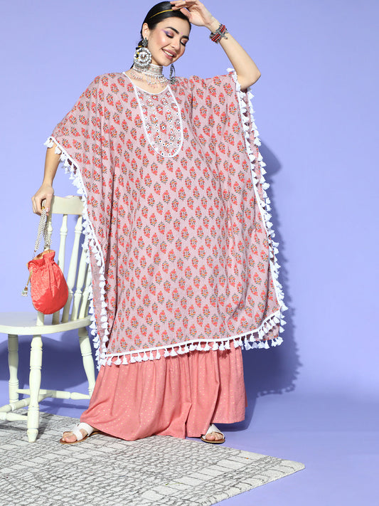 Stylum Women's Floral Printed Cotton Kaftan Kurta (KAFTMORISH)