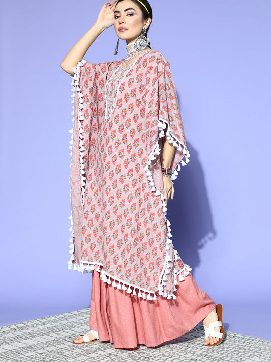 Stylum Women's Floral Printed Cotton Kaftan Kurta (KAFTMORISH)