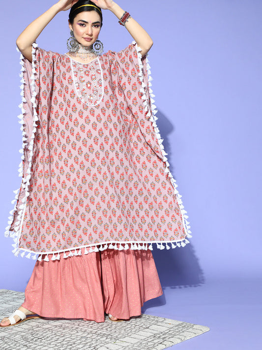 Stylum Women's Floral Printed Cotton Kaftan Kurta (KAFTMORISH)