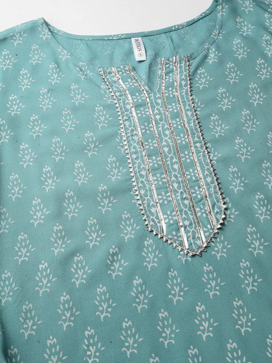 Floral Printed Rayon Kurta Pant Dupatta Set