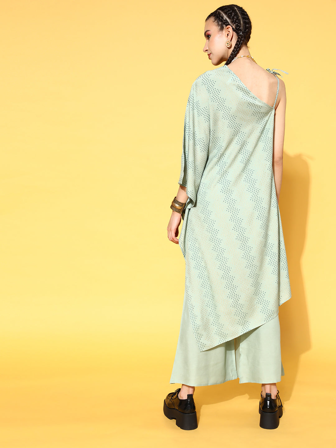 Stylum Women's Rayon Printed Asymmetric Kurta Palazzo Set (KPDISCOAGRO)