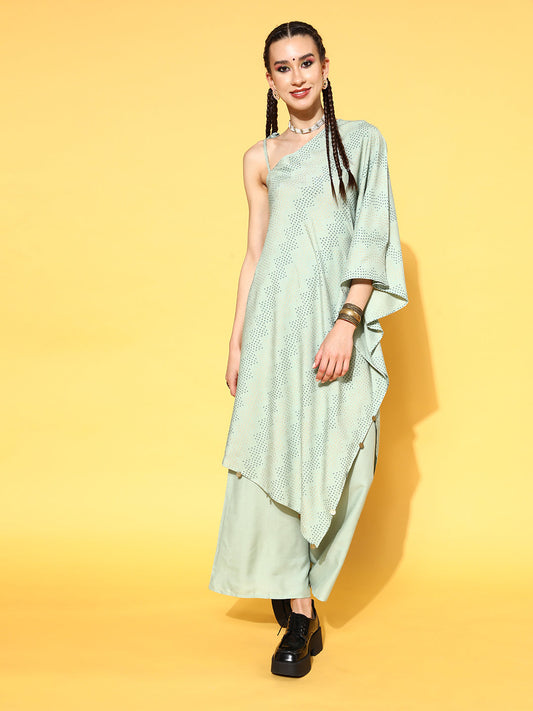 Stylum Women's Rayon Printed Asymmetric Kurta Palazzo Set (KPDISCOAGRO)