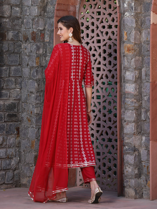 Embroidered Anarkali Kurta Pant Dupatta Set