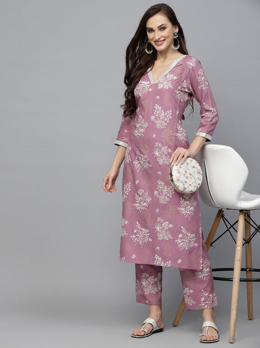 Stylum Women's Floral Printed Rayon Kurta Pant Set (KPSTELLA)