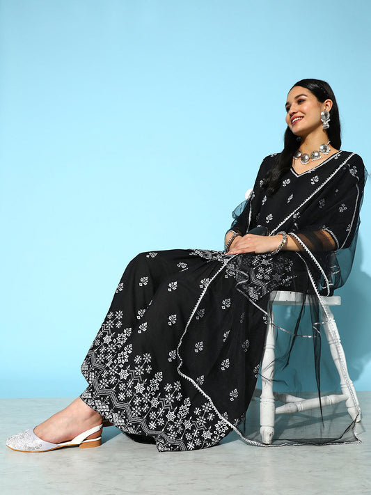 Stylum Women's Printed Rayon Kurta Sharara Dupatta Set (KSDBERLIN)