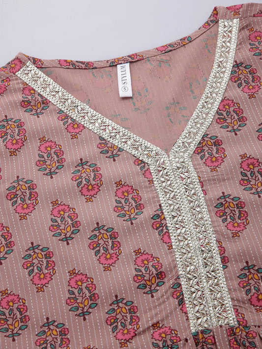 Printed Rayon Kurta Sharara Dupatta Set